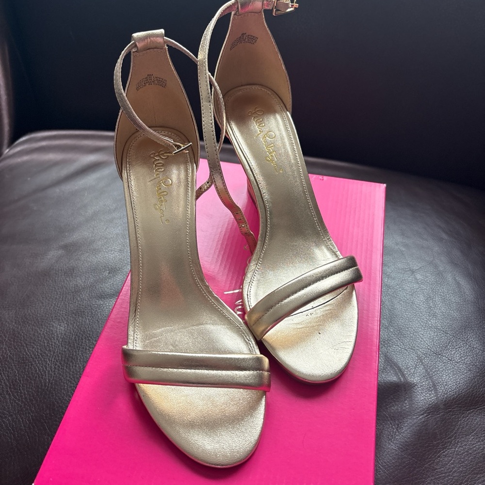 Lilly Pulitzer Gold Strappy Heels
